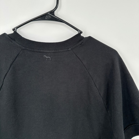 PINK Victoria's Secret Black Short Sleeve Sweatshirt Fleece Raglan Size Large - Picture 8 of 8